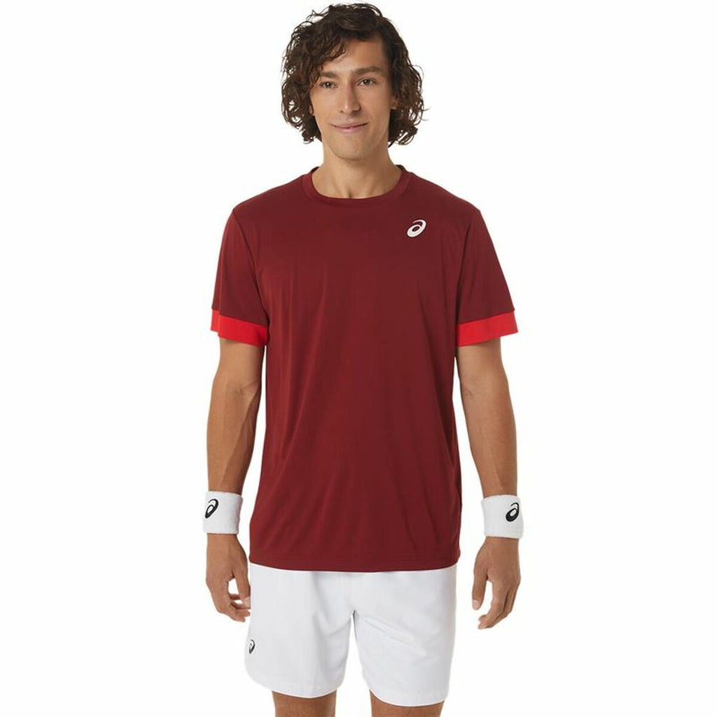 Men’s Short Sleeve T-Shirt Asics Court Dark Red Tennis-0