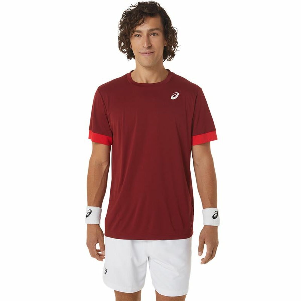 Men’s Short Sleeve T-Shirt Asics Court Dark Red Tennis-0