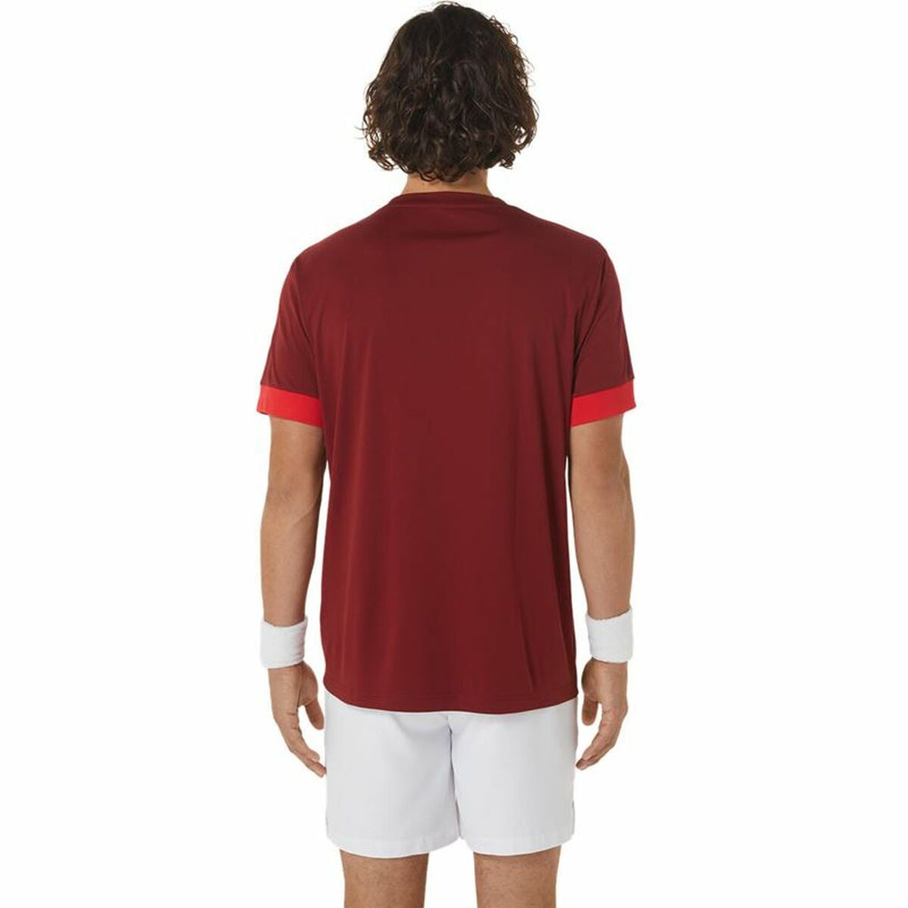 Men’s Short Sleeve T-Shirt Asics Court Dark Red Tennis-5