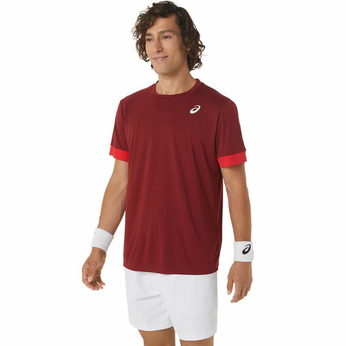Men’s Short Sleeve T-Shirt Asics Court Dark Red Tennis-4