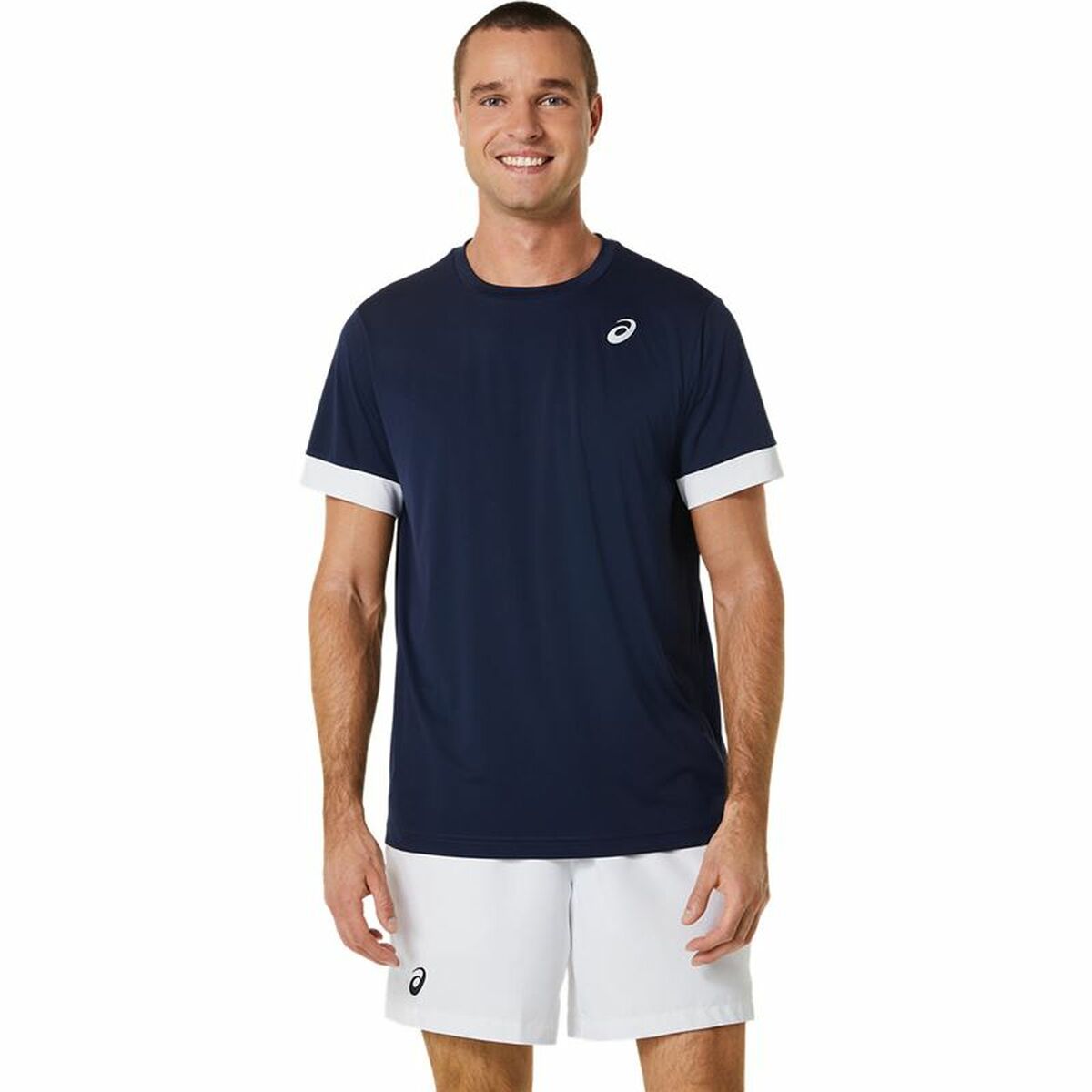 Short-sleeve Sports T-shirt Asics Court Navy Blue Tennis-0