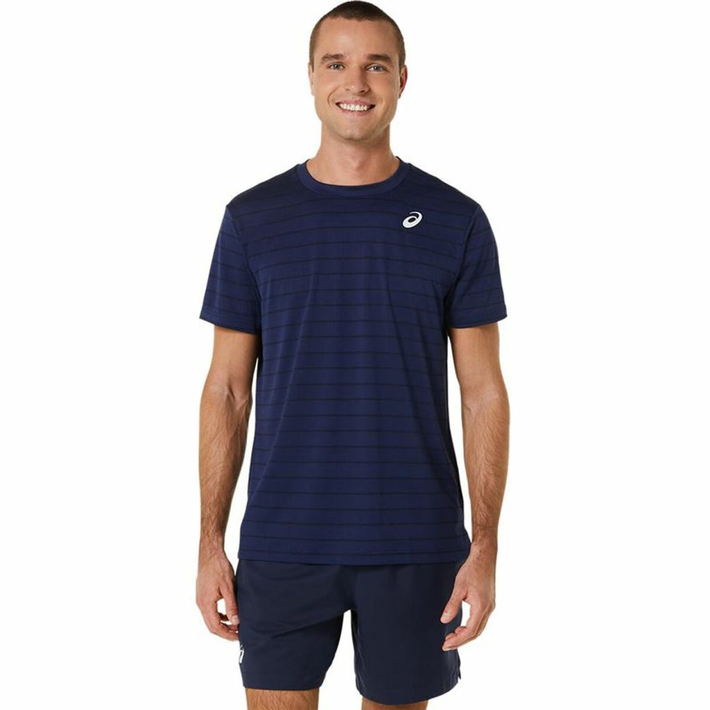 Men’s Short Sleeve T-Shirt Asics Court Navy Blue Tennis-0