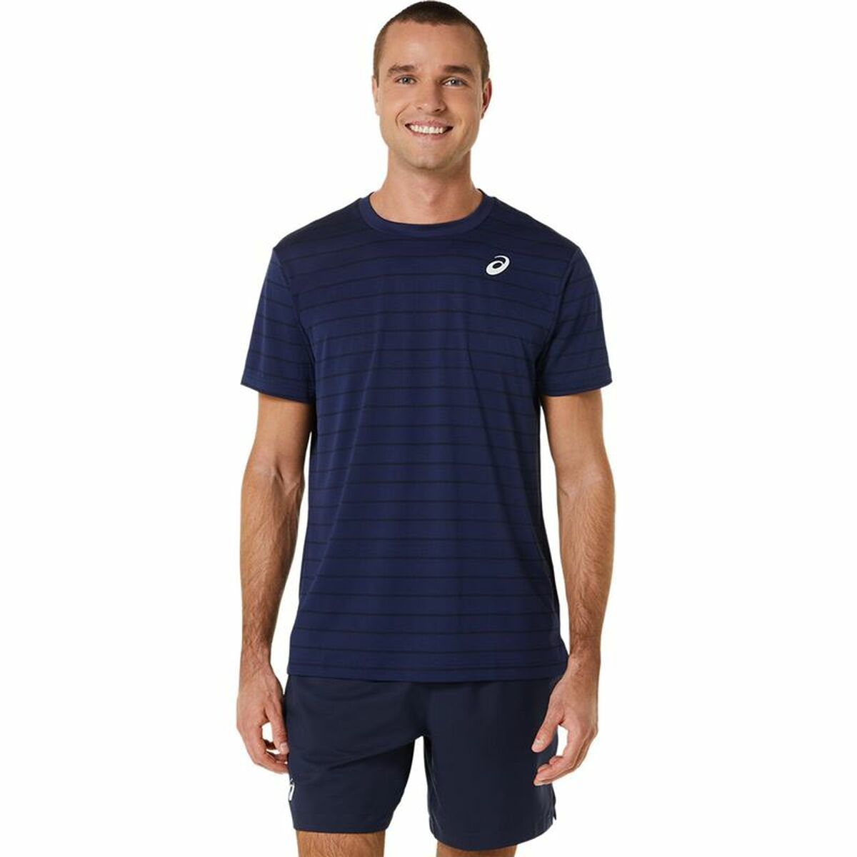 Men’s Short Sleeve T-Shirt Asics Court Navy Blue Tennis-0