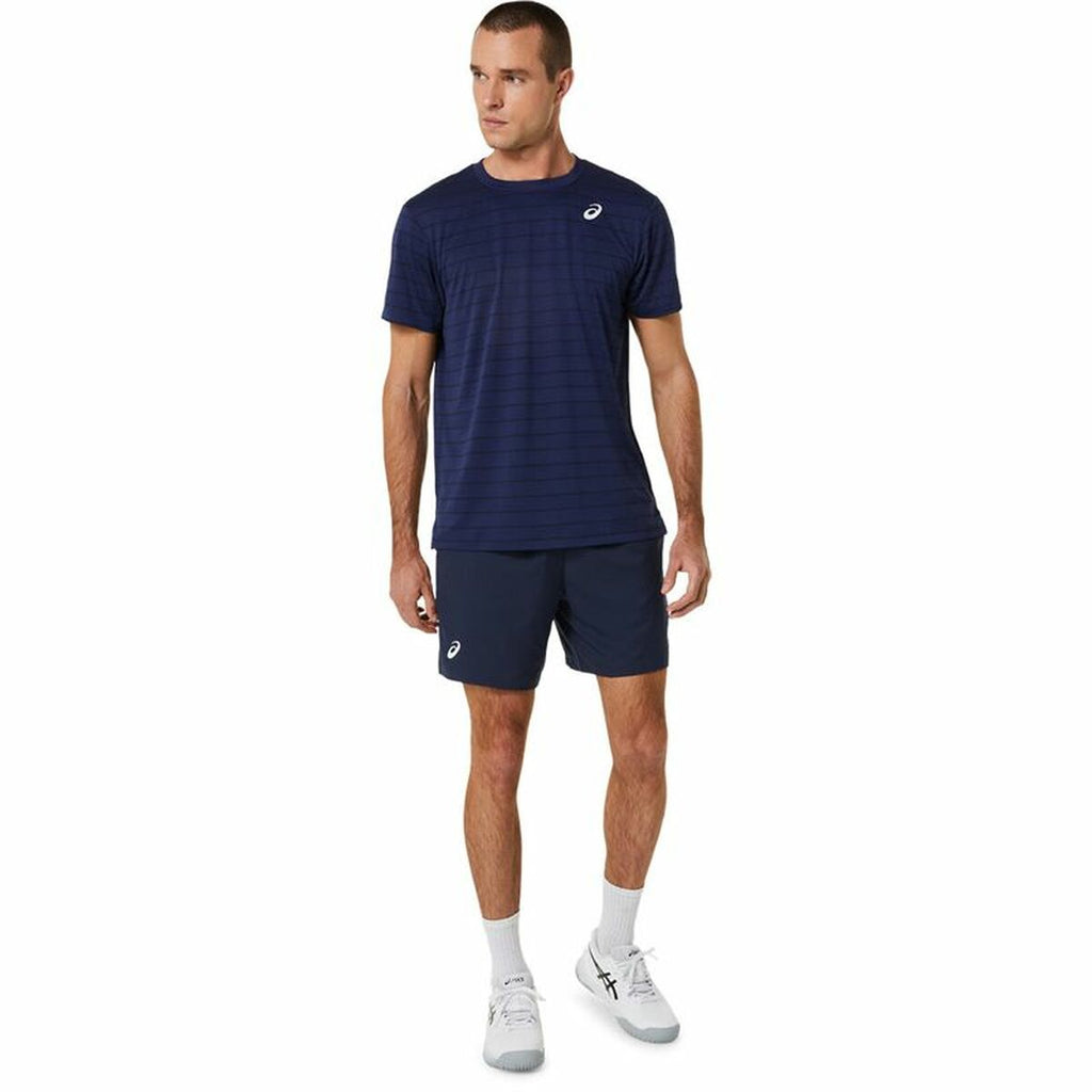Men’s Short Sleeve T-Shirt Asics Court Navy Blue Tennis-3