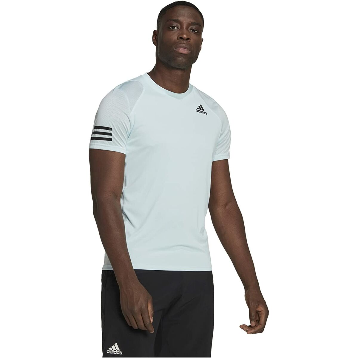Men’s Short Sleeve T-Shirt Adidas Club Tennis 3 Stripes White-5